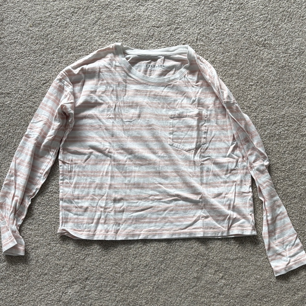 Everlane s pink white stripe top